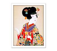 Wee Blue Coo Chikanobu True Beauty Kimono Japan Artwork Framed Wall Art Print 18X24 Inch