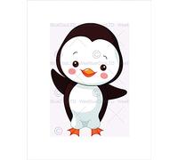 Wee Blue Coo Children Zoo Penguin Cartoon Illustration Wall Art Print