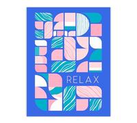 Wee Blue Coo Chill Pattern Relax Quote Affirmation Calm Blue Spa Large Wall Art Poster Print Thick Paper 18X24 Inch