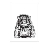 Wee Blue Coo Chimpanzee Astronaut Space Animal Art Print Canvas Premium Wall Decor Poster
