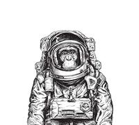 Wee Blue Coo Chimpanzee Astronaut Space Animal Large Wall Art Print Canvas Premium Poster