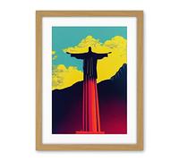 Wee Blue Coo Christ The Redeemer Rio Brazil Pop Art Artwork Framed Wall Art Print 18X24 Inch