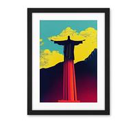 Wee Blue Coo Christ The Redeemer Rio Brazil Pop Art Artwork Framed Wall Art Print 18X24 Inch