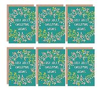 Wee Blue Coo Christmas Cards 6 Pack - Cosy Jolly Wishes Mistletoe Set Xmas Cards
