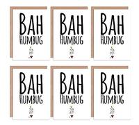 Wee Blue Coo Christmas Cards 6 Pack - Funny Bah Humbug Grumpy Set Xmas Cards