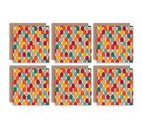 Wee Blue Coo Christmas Cards 6 Pack - Tree Bright Multi Pattern Set Xmas Cards