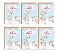Wee Blue Coo Christmas Cards x6 Cute Reindeer Robin Winter Scene Set Xmas Cards