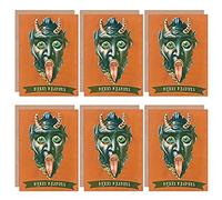 Wee Blue Coo Christmas Cards x6 Krampus Anti Santa Devil Orange Merry Krampus