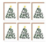 Wee Blue Coo Christmas Cards x6 Merry Christmas Happy New Year Tree Set Xmas