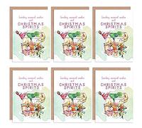 Wee Blue Coo Christmas Cards x6 Spirits Alcohol Warmest Wishes Funny Tipsy