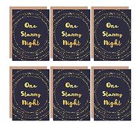 Wee Blue Coo Christmas Cards x6 Starry Night stars Traditional Set Xmas Cards