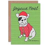 Wee Blue Coo Christmas French Bulldog Cute Dog Sealed Greeting Card Plus Envelope Blank inside