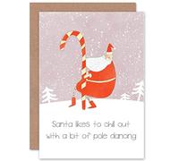 Wee Blue Coo Christmas Xmas Santa Pole Dancing Fun Sealed Greeting Card Plus Envelope Blank inside