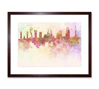 Wee Blue Coo Cityscape Barcelona Spain Paint Splash Skyline Picture Framed Wall Art Print