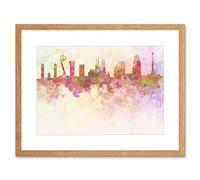 Wee Blue Coo Cityscape Barcelona Spain Paint Splash Skyline Picture Framed Wall Art Print