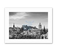 Wee Blue Coo Cityscape Edinburgh Castle Rooftops Black White Canvas Art Prints
