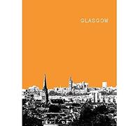Wee Blue Coo CITYSCAPE GLASGOW BLACK WHITE SCOTLAND ORANGE ART PRINT POSTER MP5700A