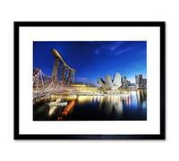Wee Blue Coo Cityscape Marina Bay Sands Singapore Photo Picture Framed Wall Art Print