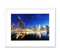 Wee Blue Coo Cityscape Marina Bay Sands Singapore Photo Picture Framed Wall Art Print