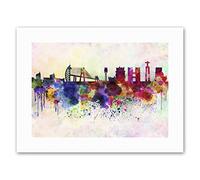 Wee Blue Coo Cityscape Paint Splash Skyline Lisbon Painting Canvas Art Print