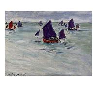 Wee Blue Coo Claude Monet Fishing Boats Off Pourville Old Master Painting Art Print Poster Wall Decor 12X16 Inch