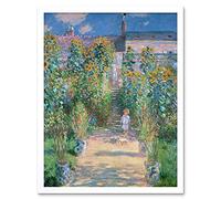 Wee Blue Coo Claude Monet French Artist Garden Vetheuil Old Painting Art Print Framed Poster Wall Decor 12X16 Inch