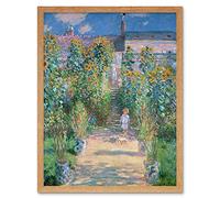 Wee Blue Coo Claude Monet French Artist Garden Vetheuil Old Painting Art Print Framed Poster Wall Decor 12X16 Inch