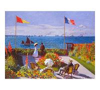 Wee Blue Coo Claude Monet Garden At Sainte Adresse Master Painting Art Print Poster Wall Decor 12X16 Inch