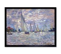 Wee Blue Coo Claude Monet Les Barques Old Master Painting Art Print Framed Poster Wall Decor 12X16 Inch