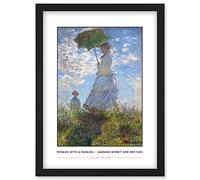 Wee Blue Coo Claude Monet Woman With A Parasol - Madame Monet And Her Son Impressionist Painting Artwork Framed Wall Art Print A4
