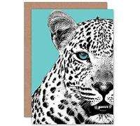 Wee Blue Coo Close up Beasties Leopard Greeting Card With Envelope Inside Premium Quality