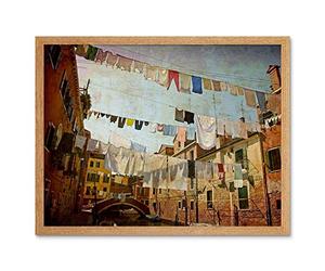 Wee Blue Coo Clotheslines Venice Washing Line Laundry By Cityscape Art Print Framed Poster Wall Decor 12X16 Inch