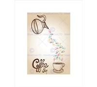 Wee Blue Coo Coffee Colorful Sketch Style Beans Illustration Wall Art Print