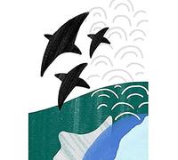 Wee Blue Coo Collage Abstract Flying Fish Unframed Art Print Poster Wall Decor 12X16 Inch