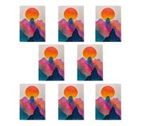 Wee Blue Coo Colourful Abstract Boho Alps Mountains Sunset Art Cards Pack of 8, A6 | Size: 8 pack Wee Blue Coo Multicolor 8 pack