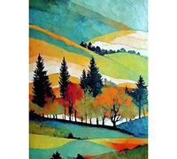 Wee Blue Coo Colourful Autumn Landscape Scotland Hillside Forest Oil Painting Unframed Wall Art Print Poster Home Decor Premium