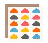 Wee Blue Coo COLOURFUL CLOUDS WEATHER SYMBOL RAIN BLANK GREETINGS BIRTHDAY CARD ART