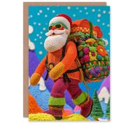 Wee Blue Coo Colourful Crochet Amigurumi Style Santa Claus Xmas Christmas Card Wee Blue Coo Multicolor