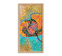 Wee Blue Coo Colourful Poppy Flower Graphic Long Panel Framed Wall Art Print