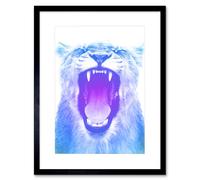 Wee Blue Coo Colourful Roar Lion Art Print Framed Poster Wall Decor 9x7 inch