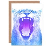 Wee Blue Coo Colourful Roar Lion Greeting Card With Envelope Inside Premium Quality