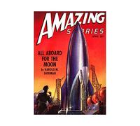 Wee Blue Coo Comic Amazing Stories Rocket Ship Moon Space Sci Fi USA Wall Art Print