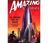 Wee Blue Coo Comics Amazing Stories Rocket Ship Moon Space Sci Fi USA Art Print Poster Wall Decor 12X16 Inch