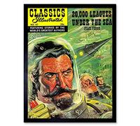 Wee Blue Coo Comics Classics Illustrated 20000 Leagues Under Sea Verne USA Art Print Framed Poster Wall Decor 12X16 Inch