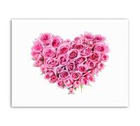 Wee Blue Coo Composition Flower Pink Roses Love Heart Shape Canvas Art Print
