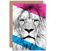 Wee Blue Coo Contemporary Bold CMYK Lion Greeting Card With Envelope Inside Premium Quality