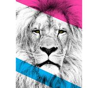 Wee Blue Coo Contemporary Bold CMYK Lion Large Wall Art Print Canvas Premium Poster