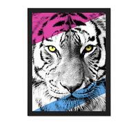 Wee Blue Coo Contemporary Bold CMYK Tiger Large Framed Art Print Wall Poster 18x24 inch