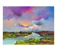 Wee Blue Coo Contemporary Colourful Landscape Art Print Poster Wall Decor