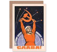 Wee Blue Coo COSMONAUT GAGARIN USSR RED COMMUNISM BLANK GREETINGS CARD